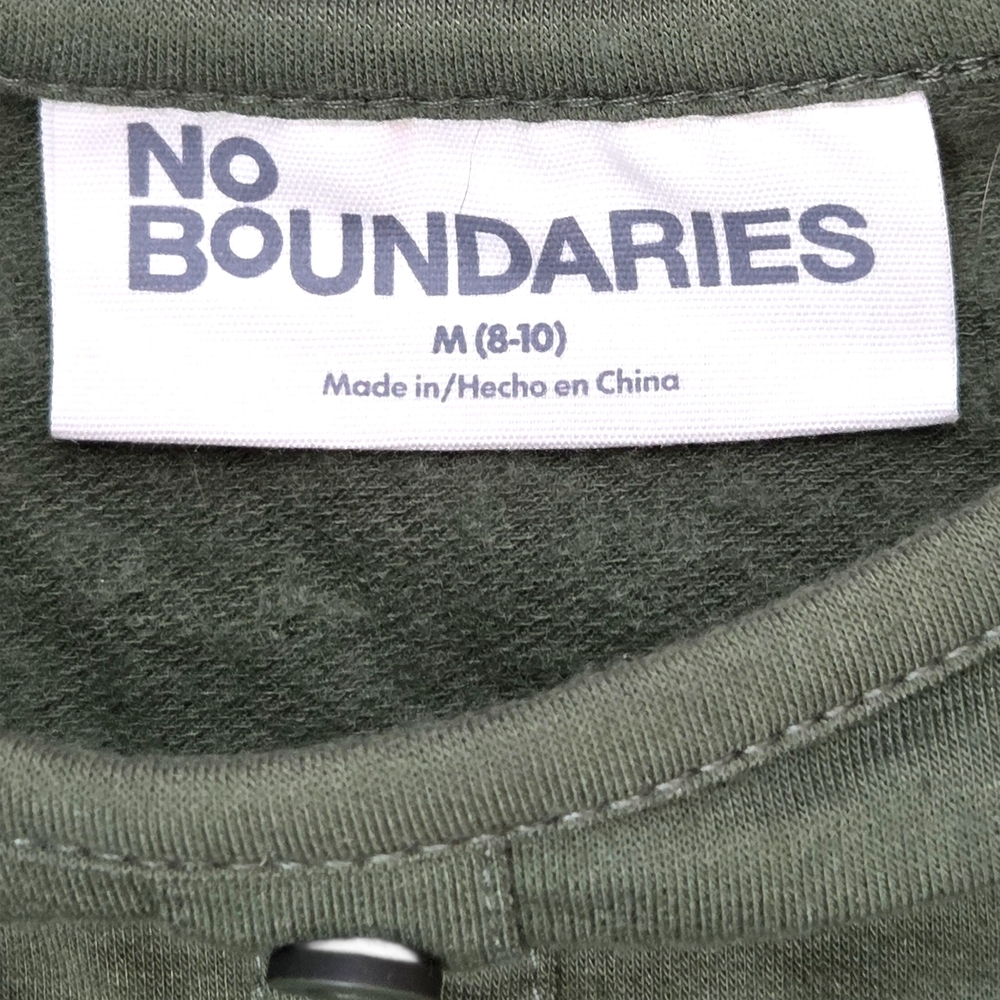 No Boundaries Olive Green Buttoned Crop Top - Picture 4 of 8